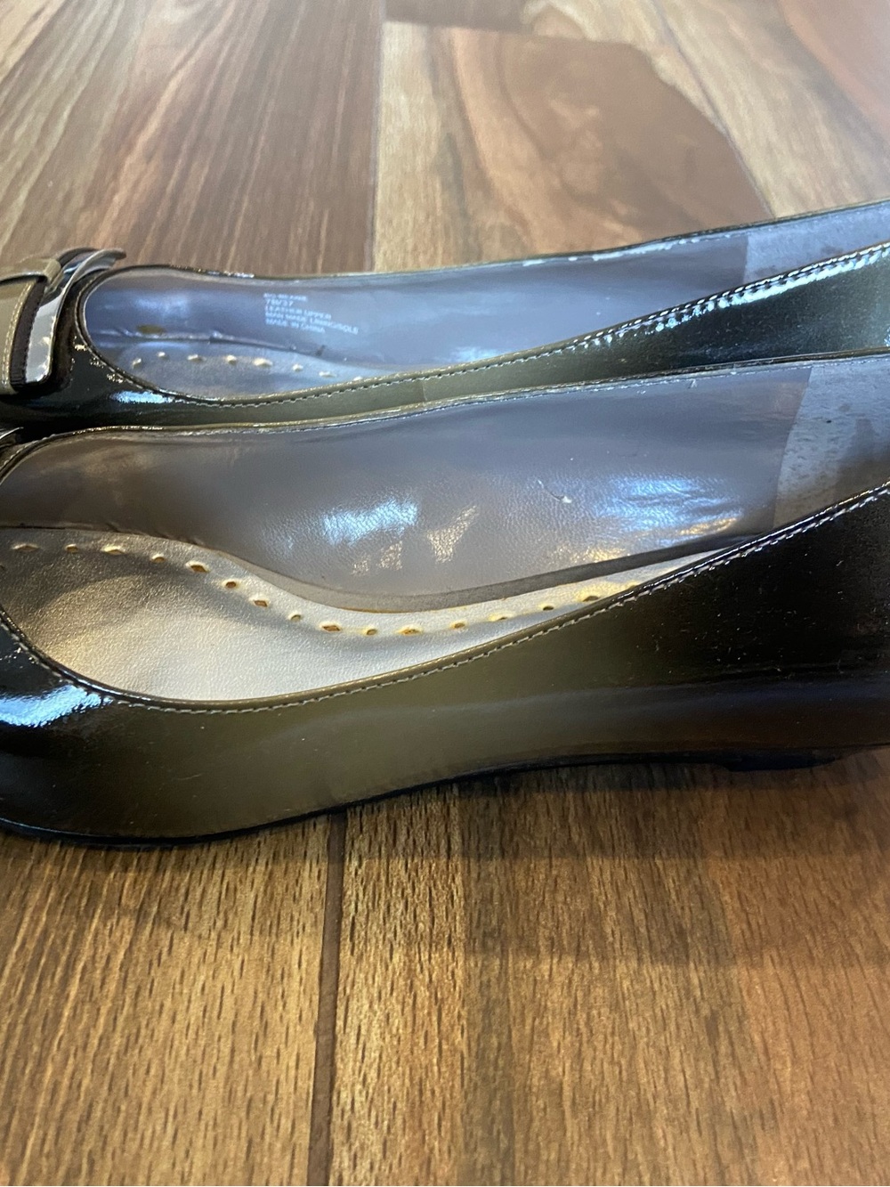 Two Tone Peep-Toe Flats - Picture 4 of 10